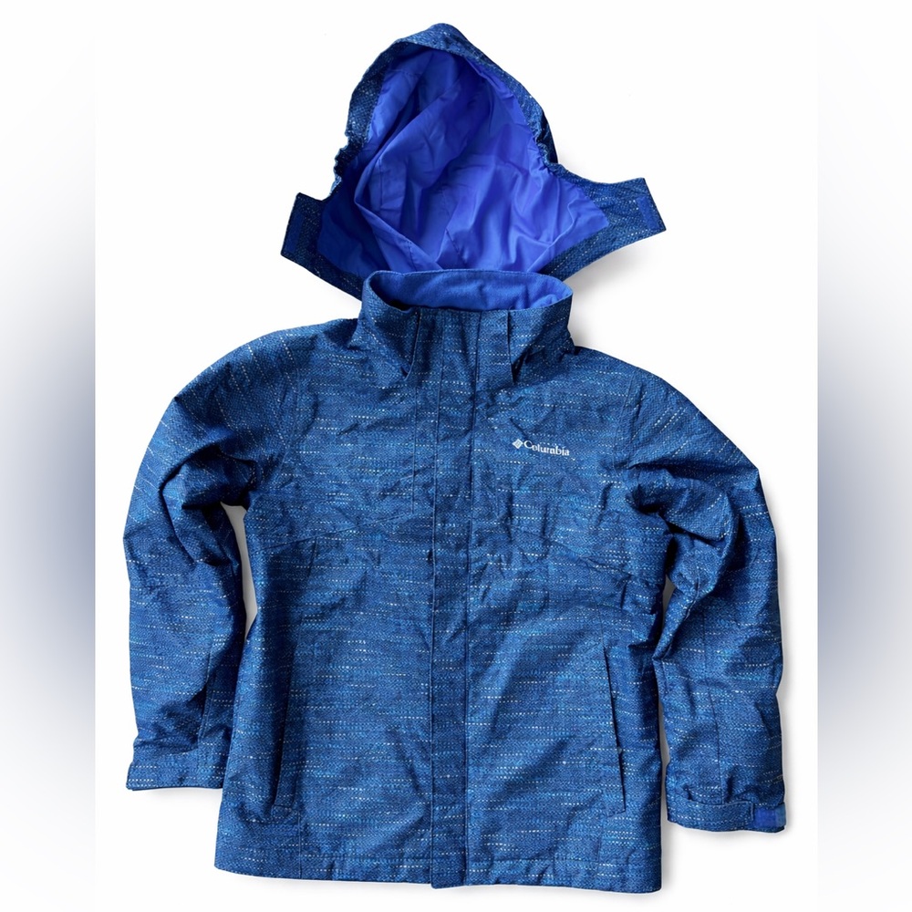 Columbia Youth Outer Shell Blue Ski Jacket with Speckled Pattern Sz-10-12